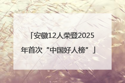 安徽12人荣登2025年首次“中国好人榜”